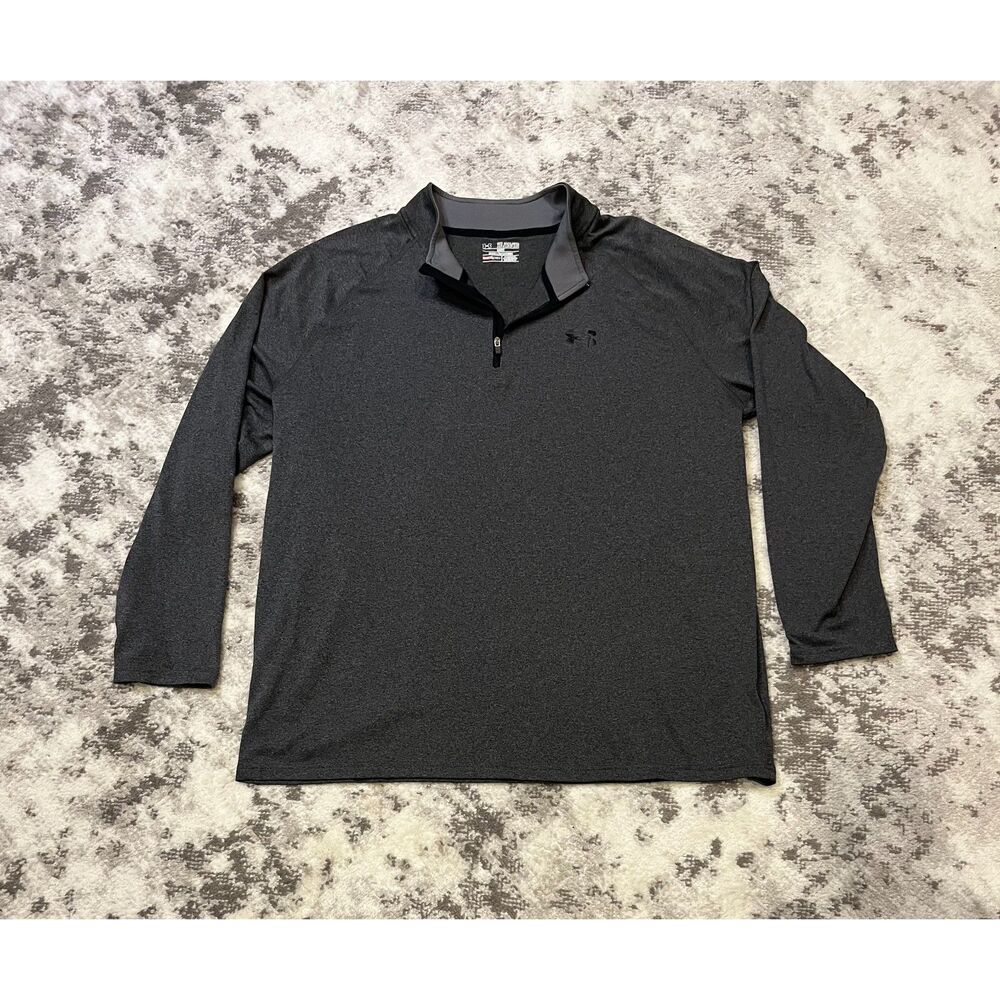Under Armour Men's Tech 1/4-Zip Carbon GRAY Long Sleeve Pullover Shirt Sz 2XL